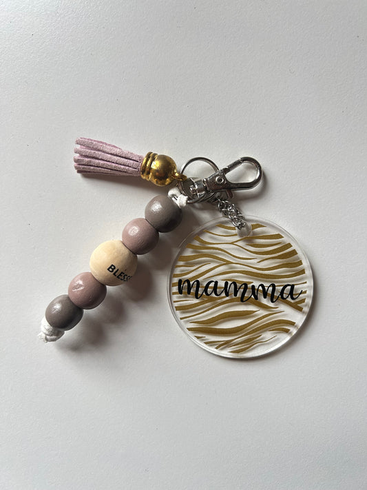 Beaded Mamma Stripes Keyring