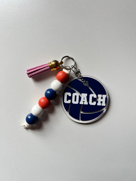 Beaded Netball Coach Keyring