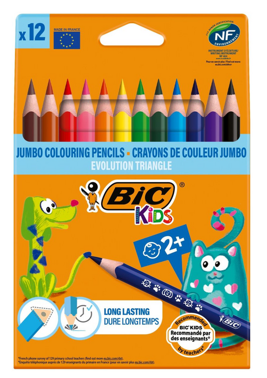 BIC Kids Evolution Triangle Jumbo Colouring Pencils 12's