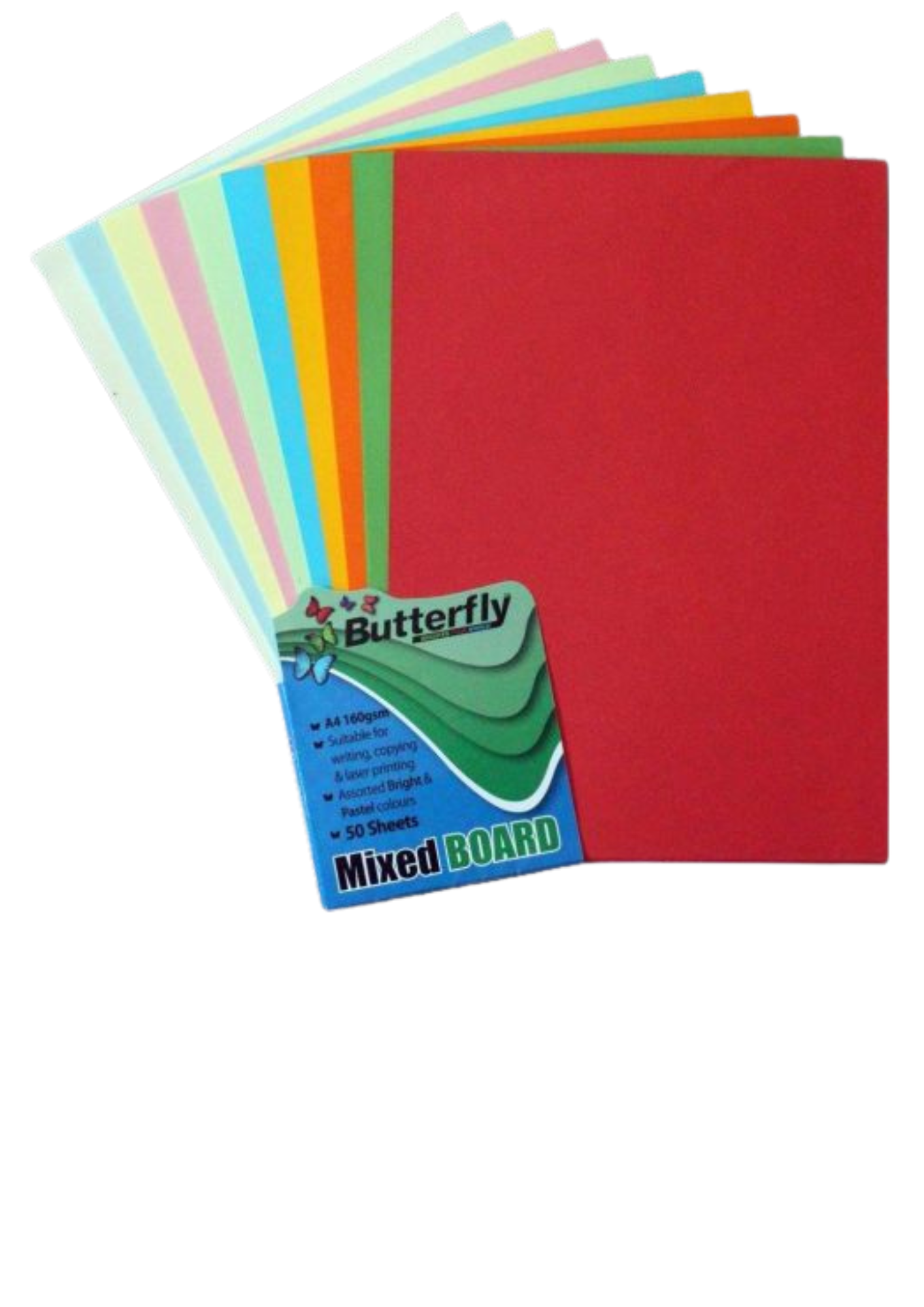 Butterfly A4 Board 160gsm Bright & Pastel Mixed