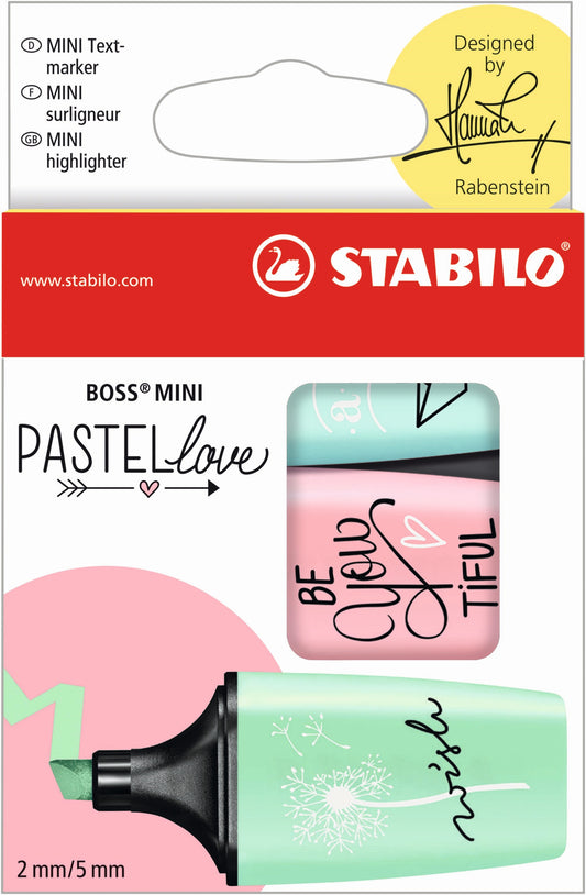 Stabilo Boss Mini Pastel Love Highlighter Pastel Ass 3's