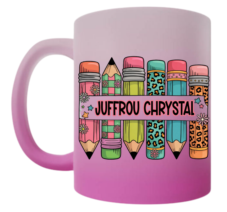 Juffrou/Teacher Frosted Pink Glass Mug