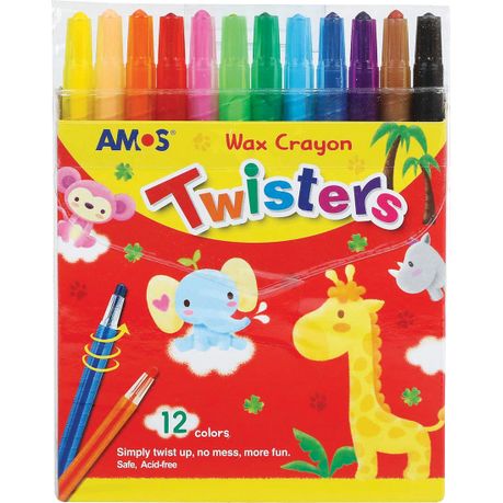 Amos Retractable Wax Crayons 12's