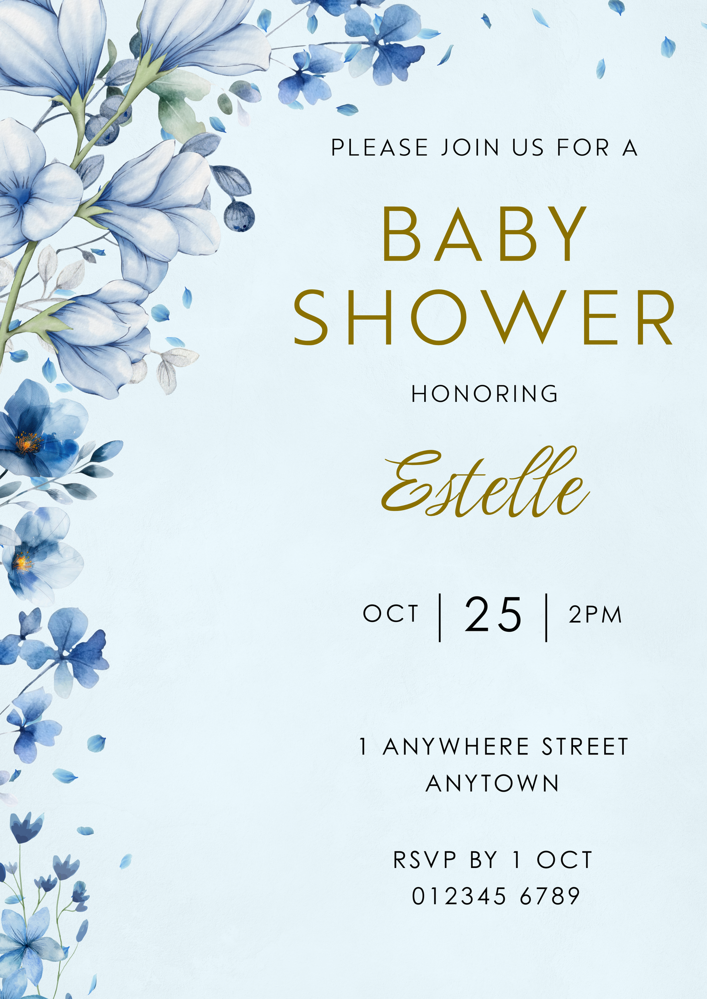 Baby Shower Blue Floral