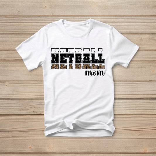 Netball Mom Leopard Print T-shirt