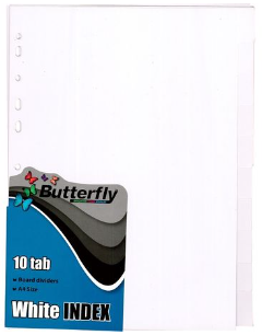 Butterfly A4 Board File Dividers White