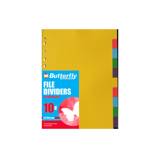 Butterfly A4 Board File Dividers Bright