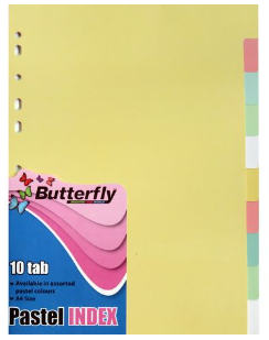 Butterfly A4 Board File Dividers Pastel