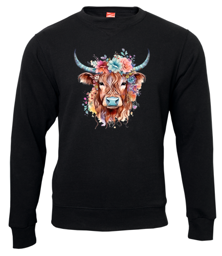 Highland Cow Sweater Black