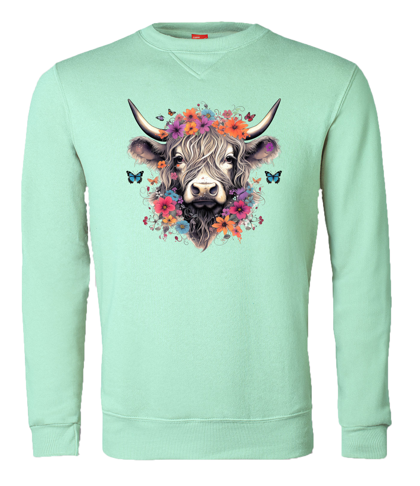 Highland Cow Sweater Mint Green