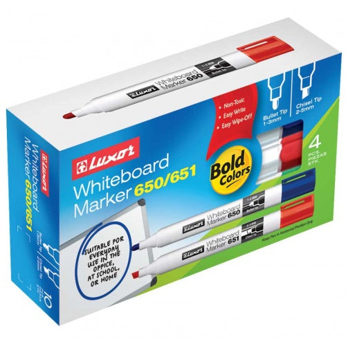 Luxor 650/651 Whiteboard Markers 4's