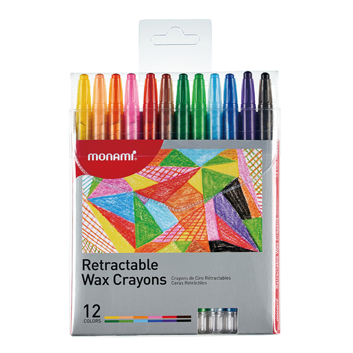 Monami Retractable Wax Crayons 12's