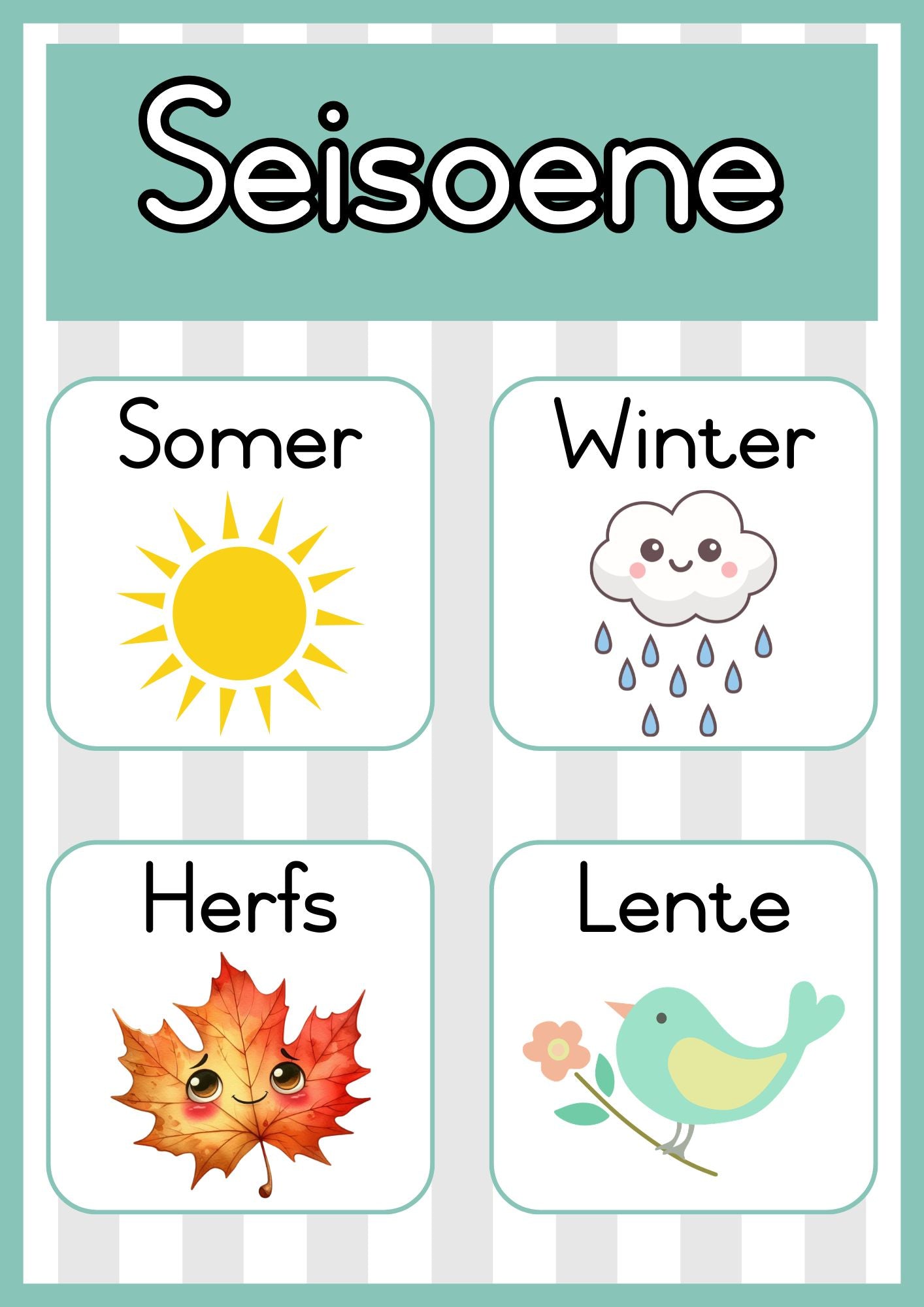 Klaskamer Dekor - Teal & grys