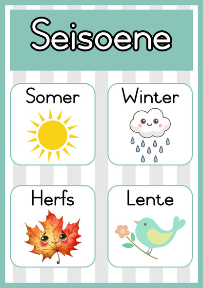 Klaskamer Dekor - Teal & grys