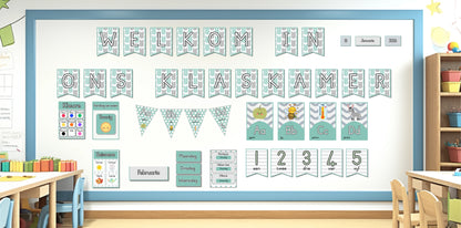 Klaskamer Dekor - Teal & grys