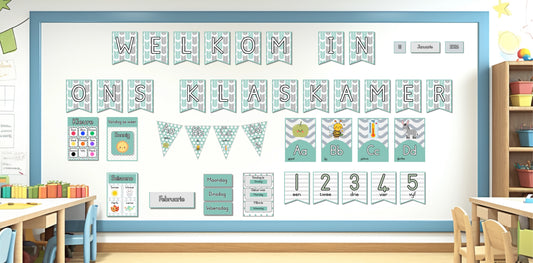 Klaskamer Dekor - Teal & grys