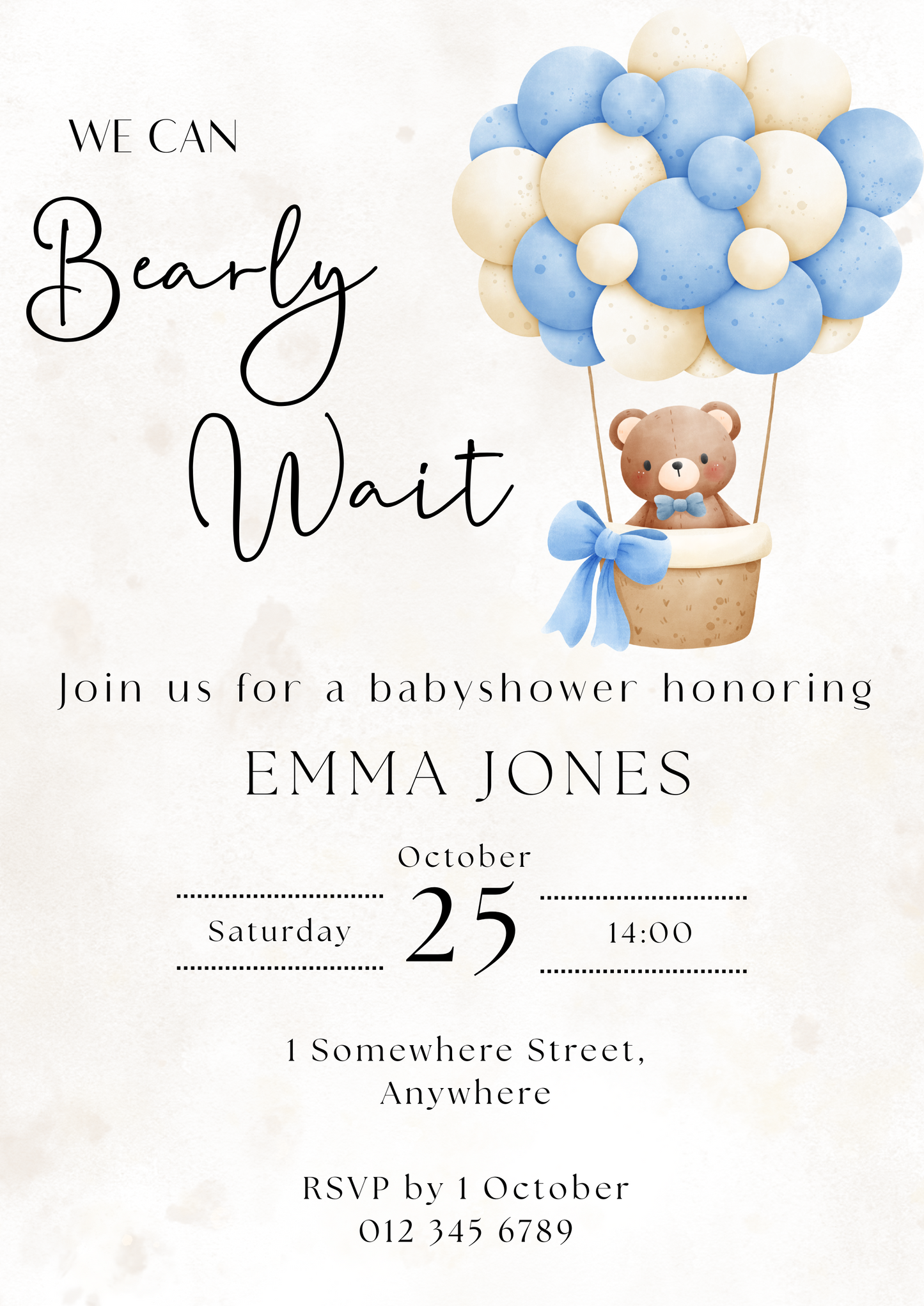 We Can Bearly Wait Babyshower Invite