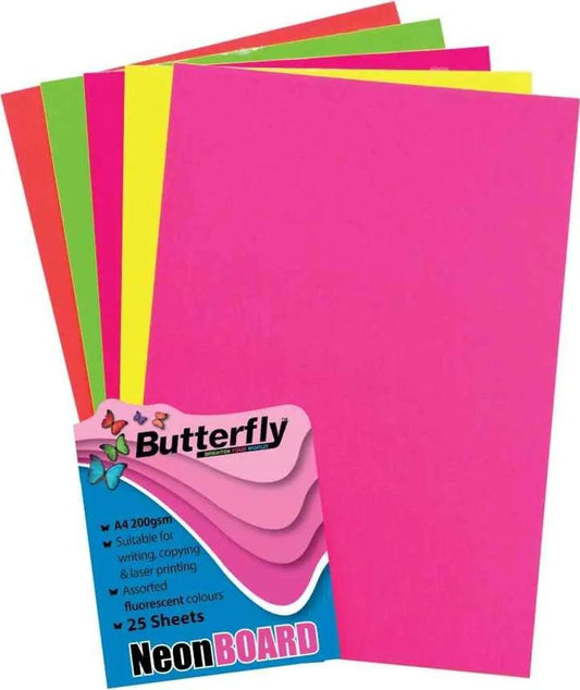 Butterfly A4 Board 160gsm Neon 25's